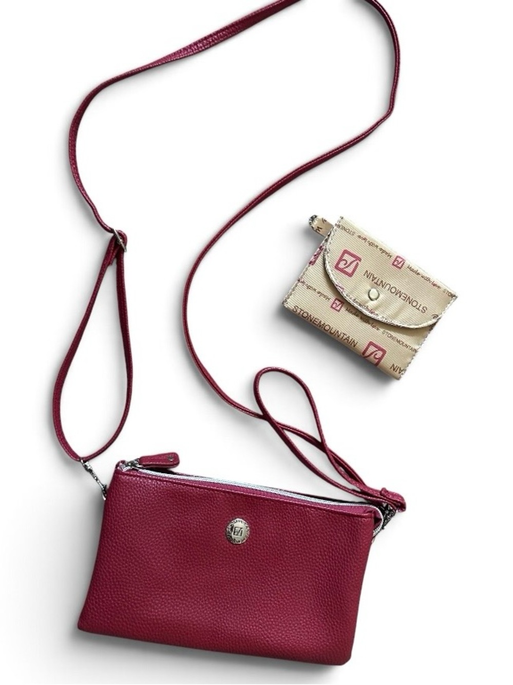 STONE MOUNTAIN | Pebbled Leather Convertible Crossbody & Clutch Handbag NWOT